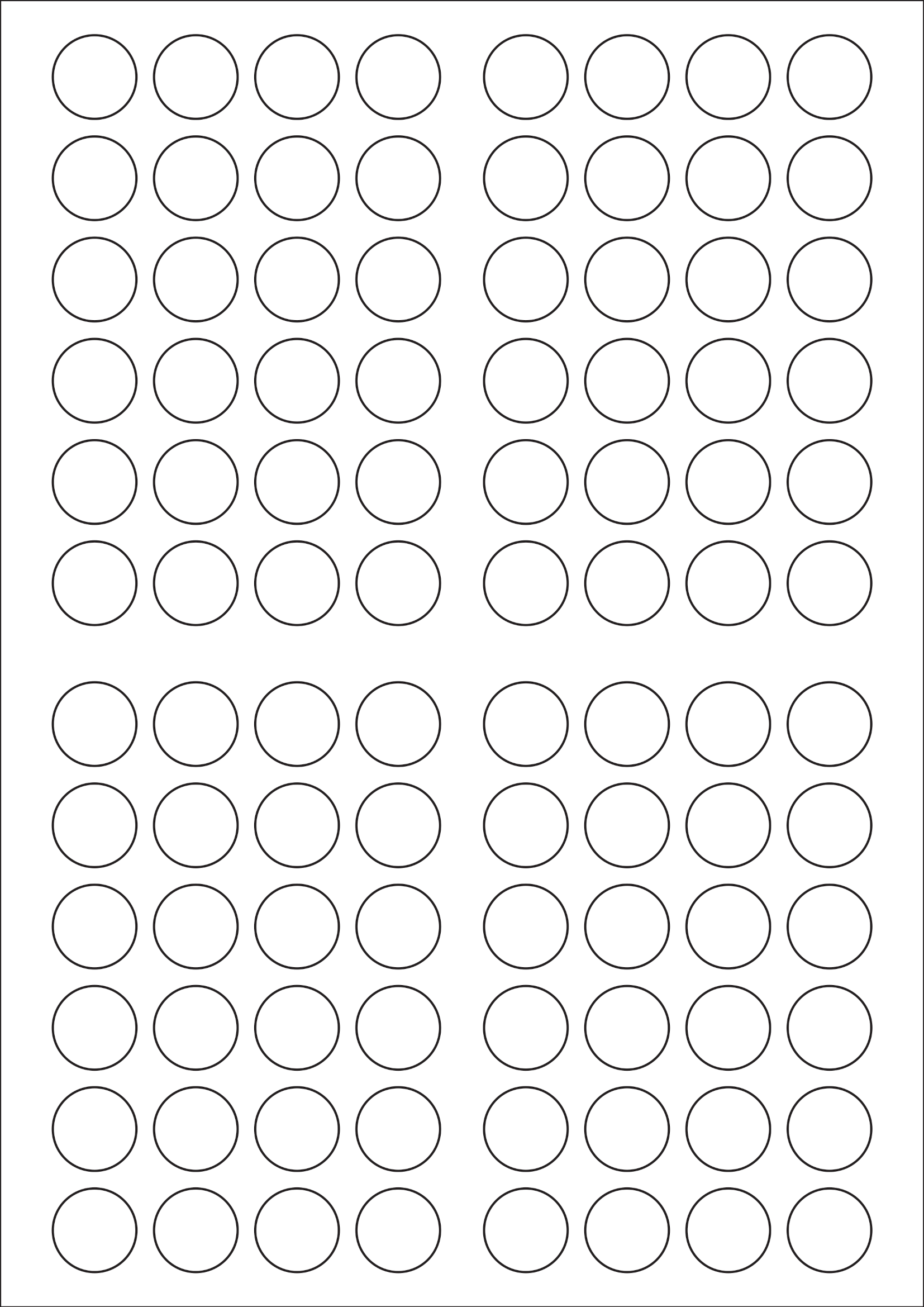 19mm diameter Sheet layout